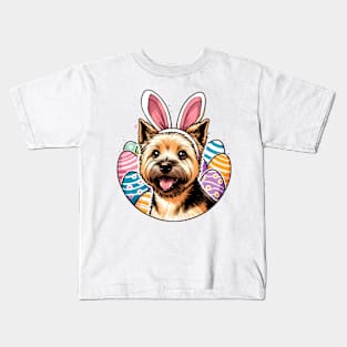 Norwich Terrier Enjoys Easter with Bunny Ears Fun Kids T-Shirt